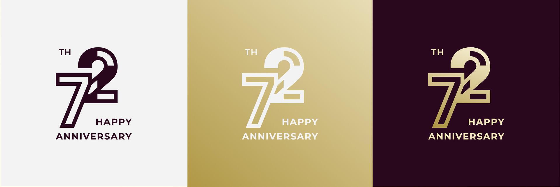 Logo 72 th, 72 anniversary, Creative template for celebration, birthday, greeting and invitation. Editable file vector