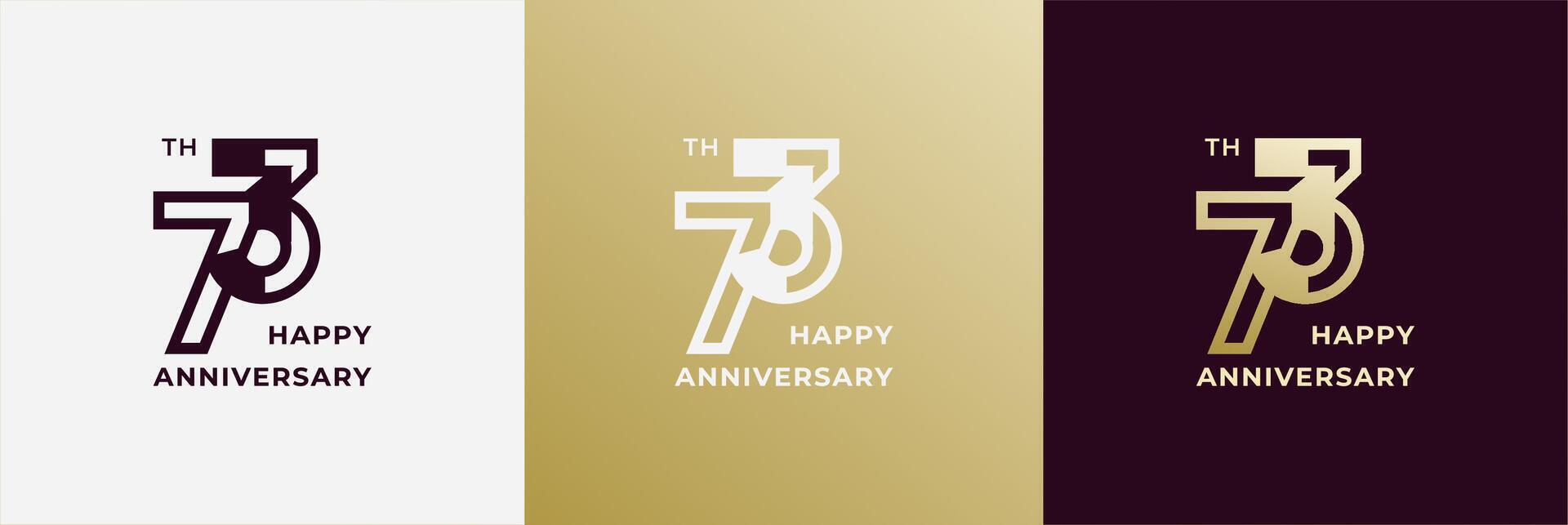 Logo 73th, years anniversary, Creative template for celebration, birthday, greeting and invitation. Editable file vector
