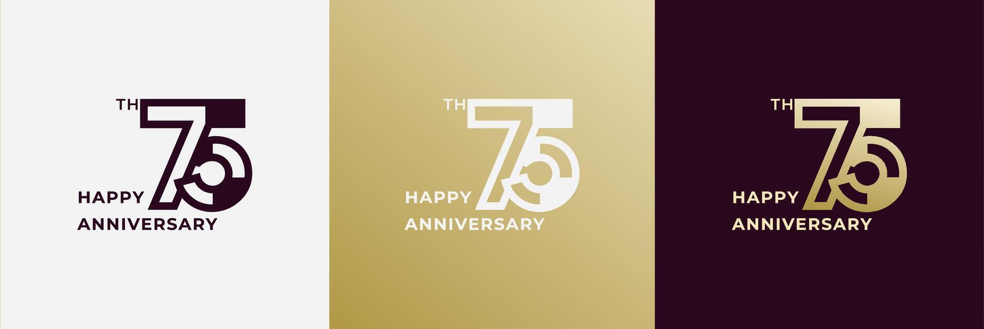 75th, 75 years anniversary, Creative template for celebration, birthday, greeting and invitation. Editable file vector