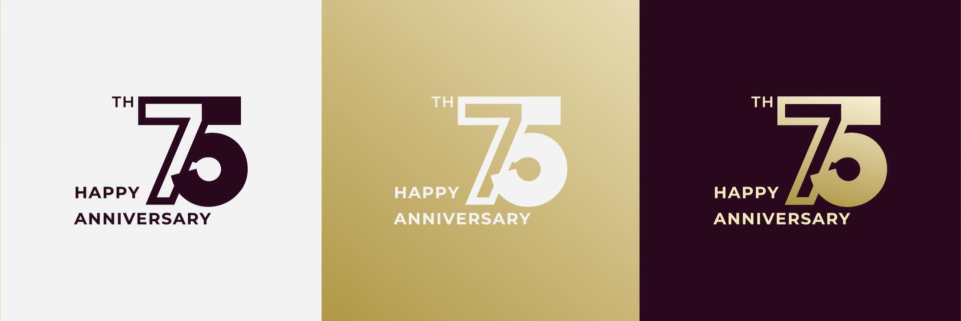 Logo 75 th, 75 years anniversary, design template for celebration, birthday, greeting and invitation. Editable file vector