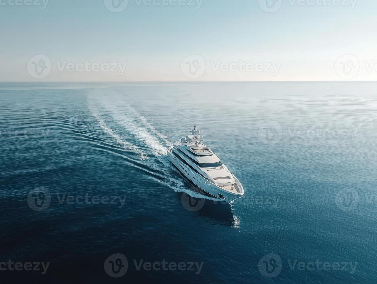 Luxurious yacht cruising through calm waters at sunset in the ocean photo
