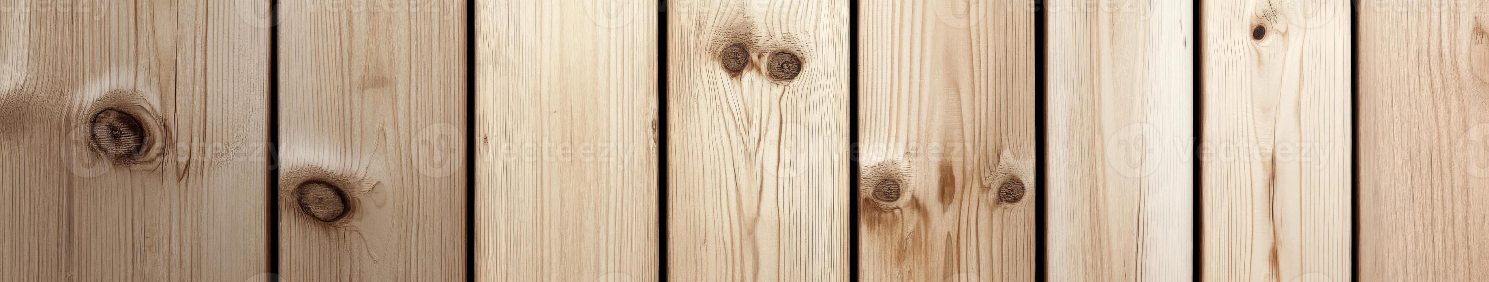Textured wooden background featuring vertical planks with knots and grains photo