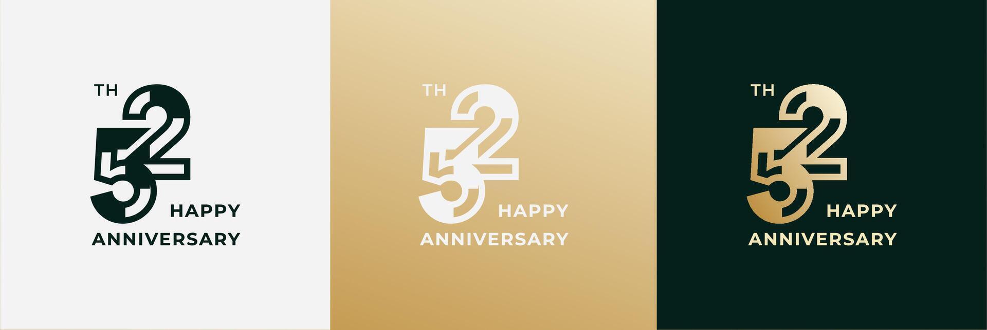 Logo 52 th, 52th years anniversary, design template for celebration, birthday, greeting and invitation. Editable file vector