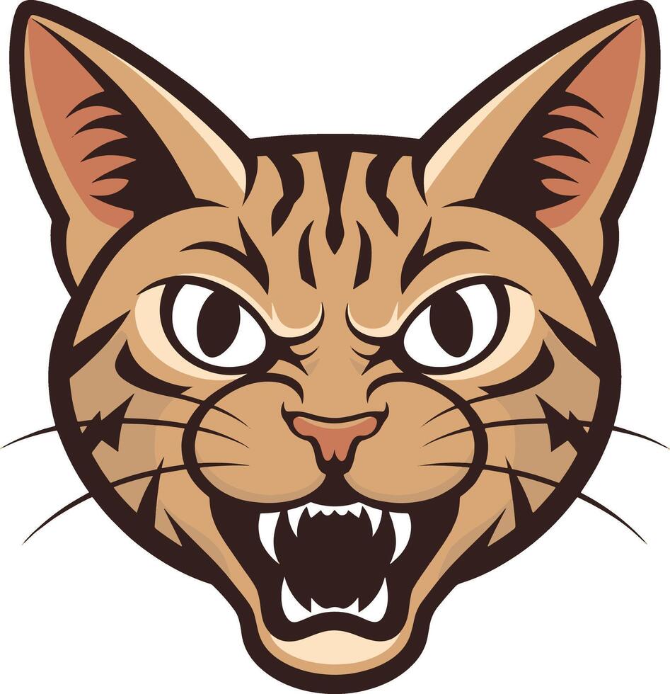 Angry cat head illustration design, cat head logo. ai generate vector