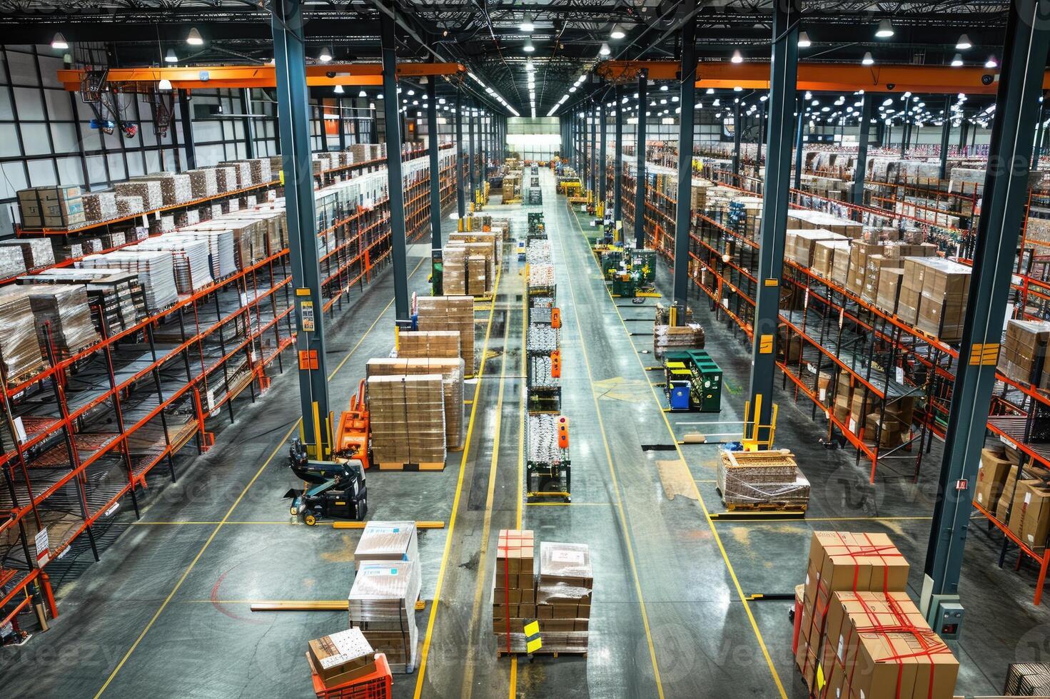 Large distribution warehouse organizing packages for shipping photo