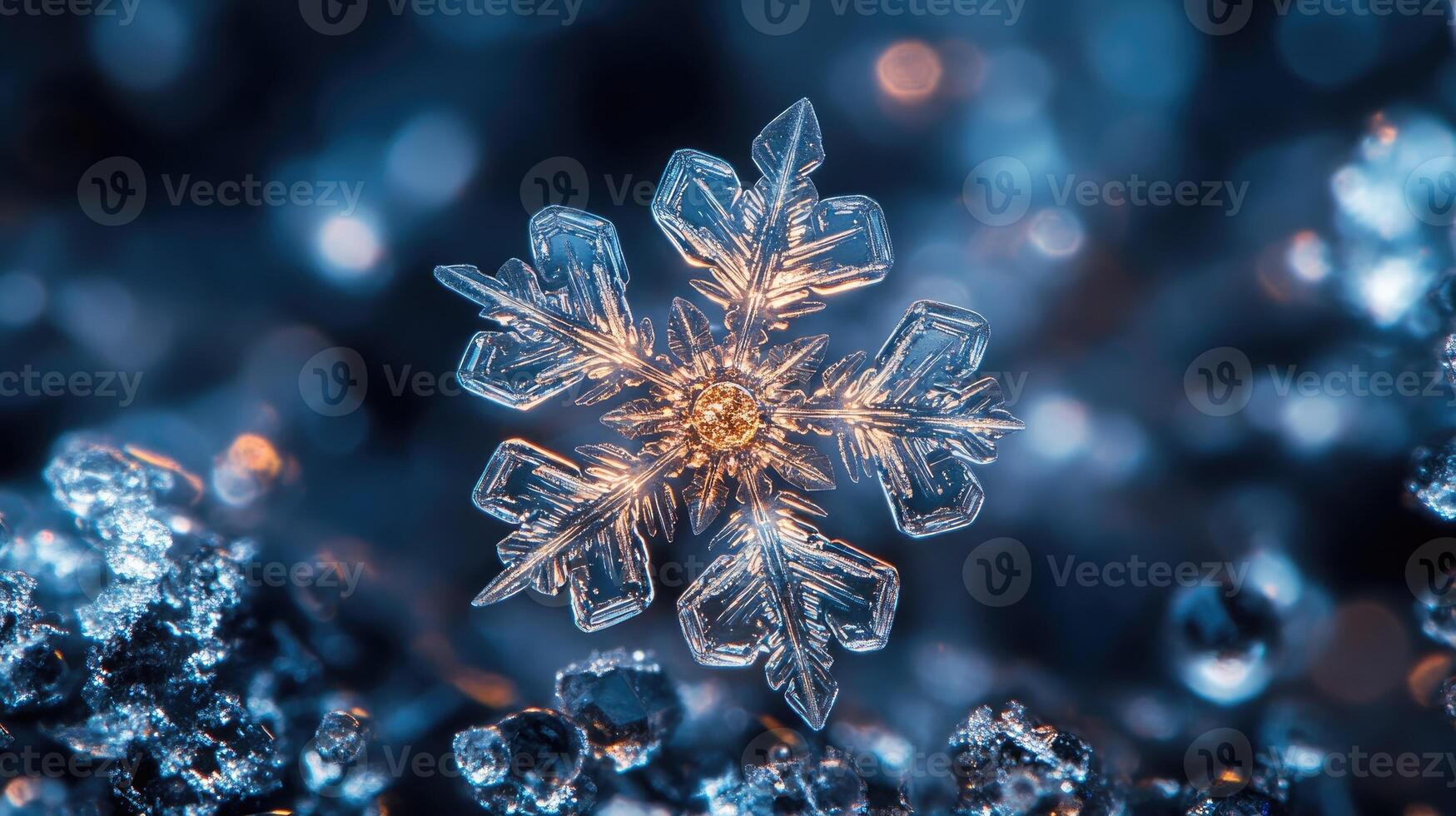 Intricate snowflake sparkling on a cold winter day photo