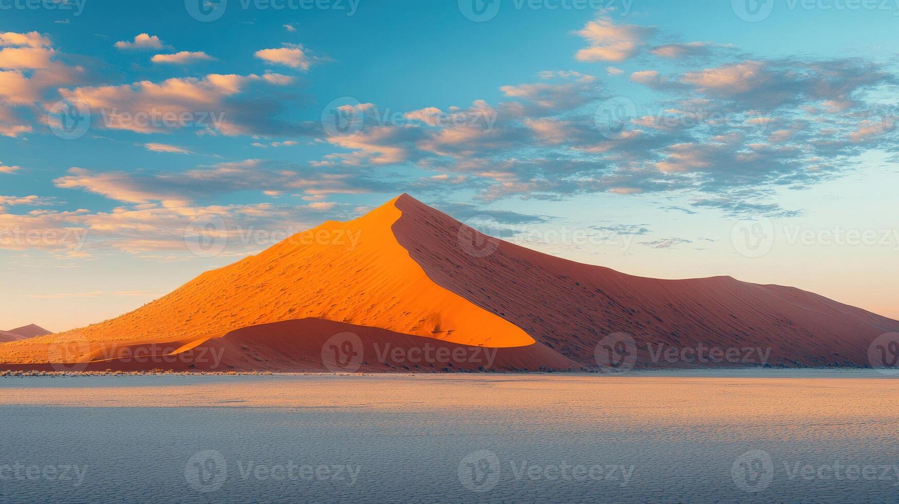 The sun is setting behind a giant dune in the namib desert, namibia photo