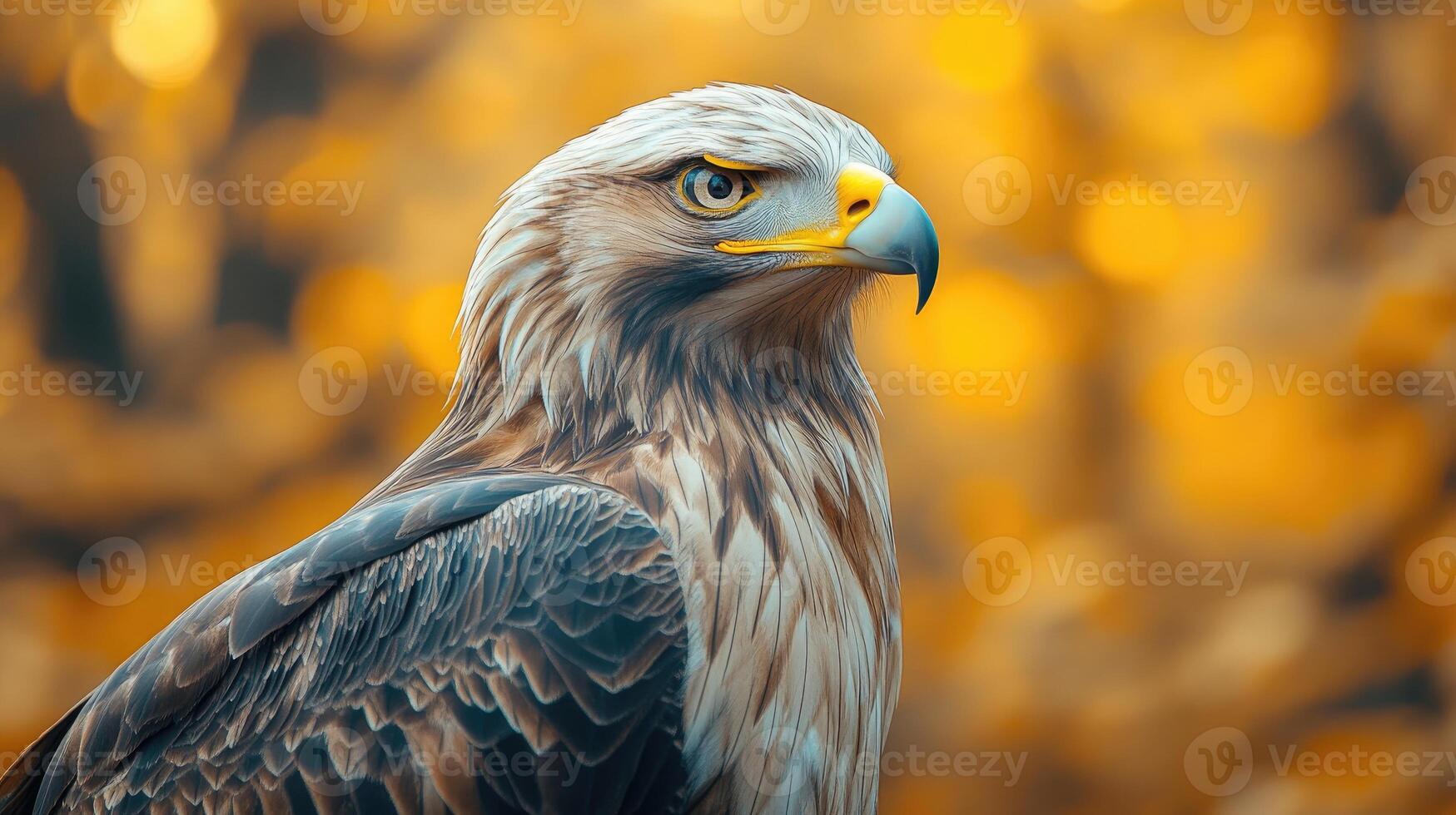 Majestic eagle posing in autumn colors background photo