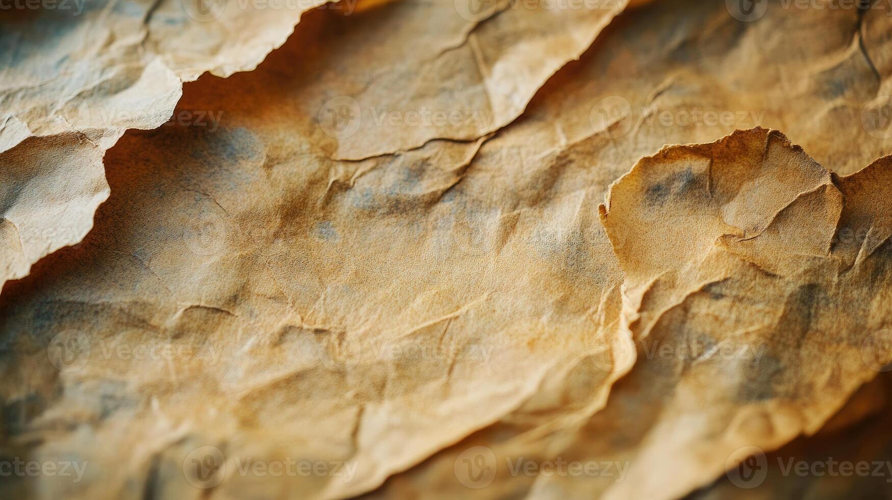 Background of torn and crumpled brown paper showing texture photo