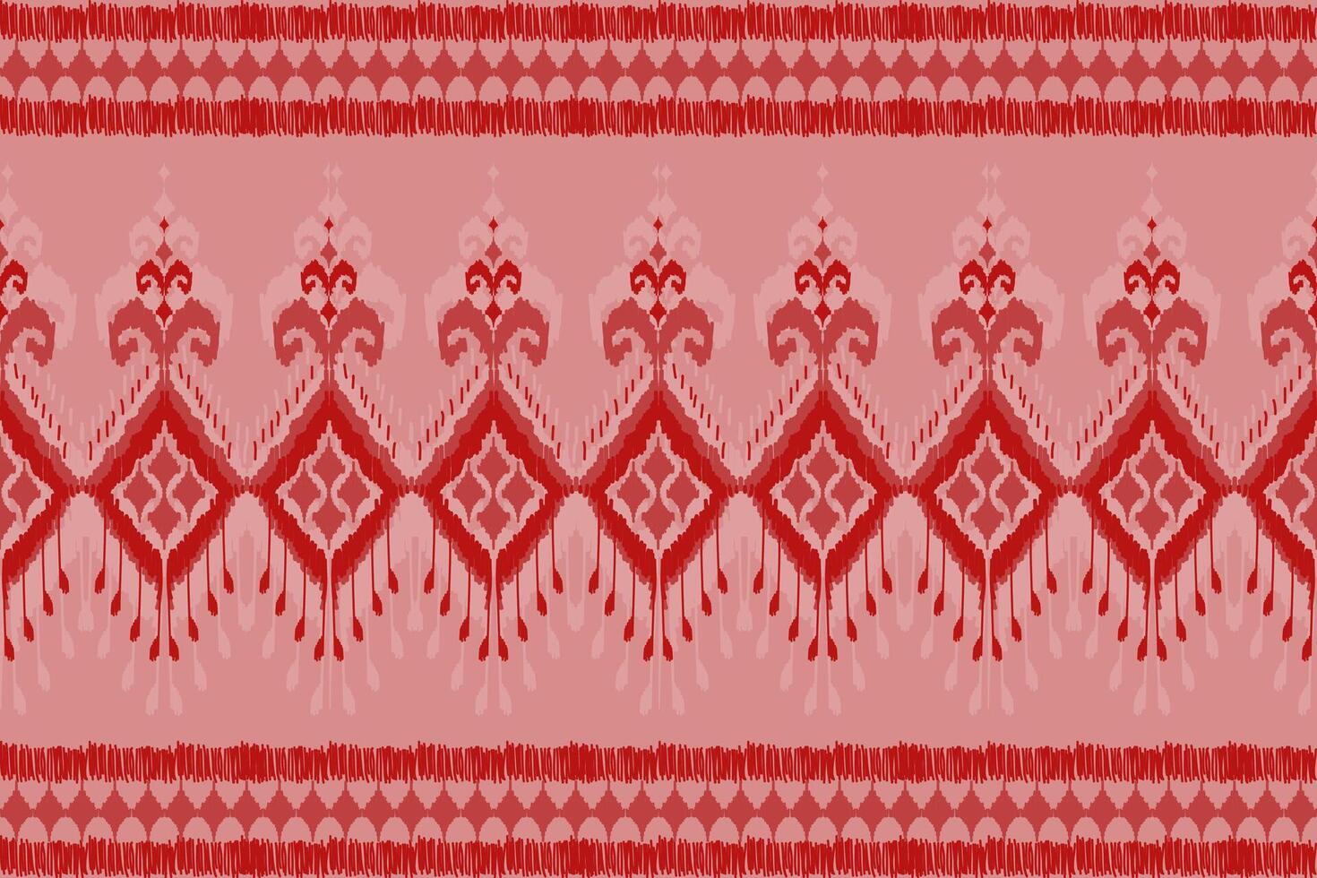 Red tribal style fabric pattern. Ikat ethnic seamless pattern. Aztec ornament print. Design for background, illustration, rug, clothing, carpet, textile, batik, embroidery. vector