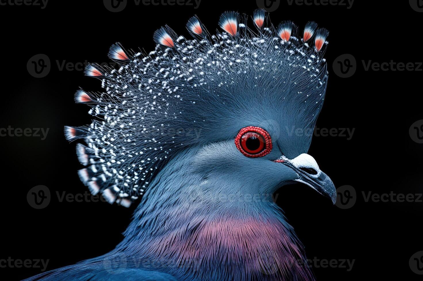 Victoria crowned pigeon posing with its beautiful feathers photo
