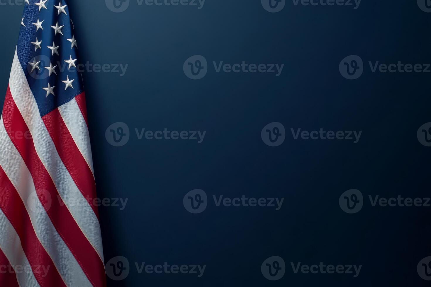 The design features the iconic American flag against a deep blue background, offering ample copy space. Its perfect for themes related to the 2024 US presidential election and promotional materials photo