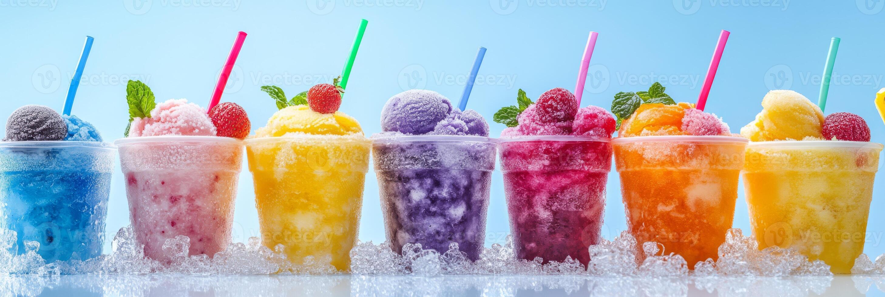 Delight in vibrant fruit slushies with fresh flavors, perfect for cooling down on a sunny day. Enjoy the refreshing appeal of natures sweetness photo