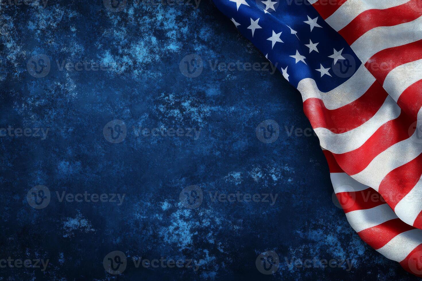 An American flag draped over a dark blue background symbolizes the 2024 US presidential election, capturing the patriotic spirit and unity among citizens who value their democracy photo