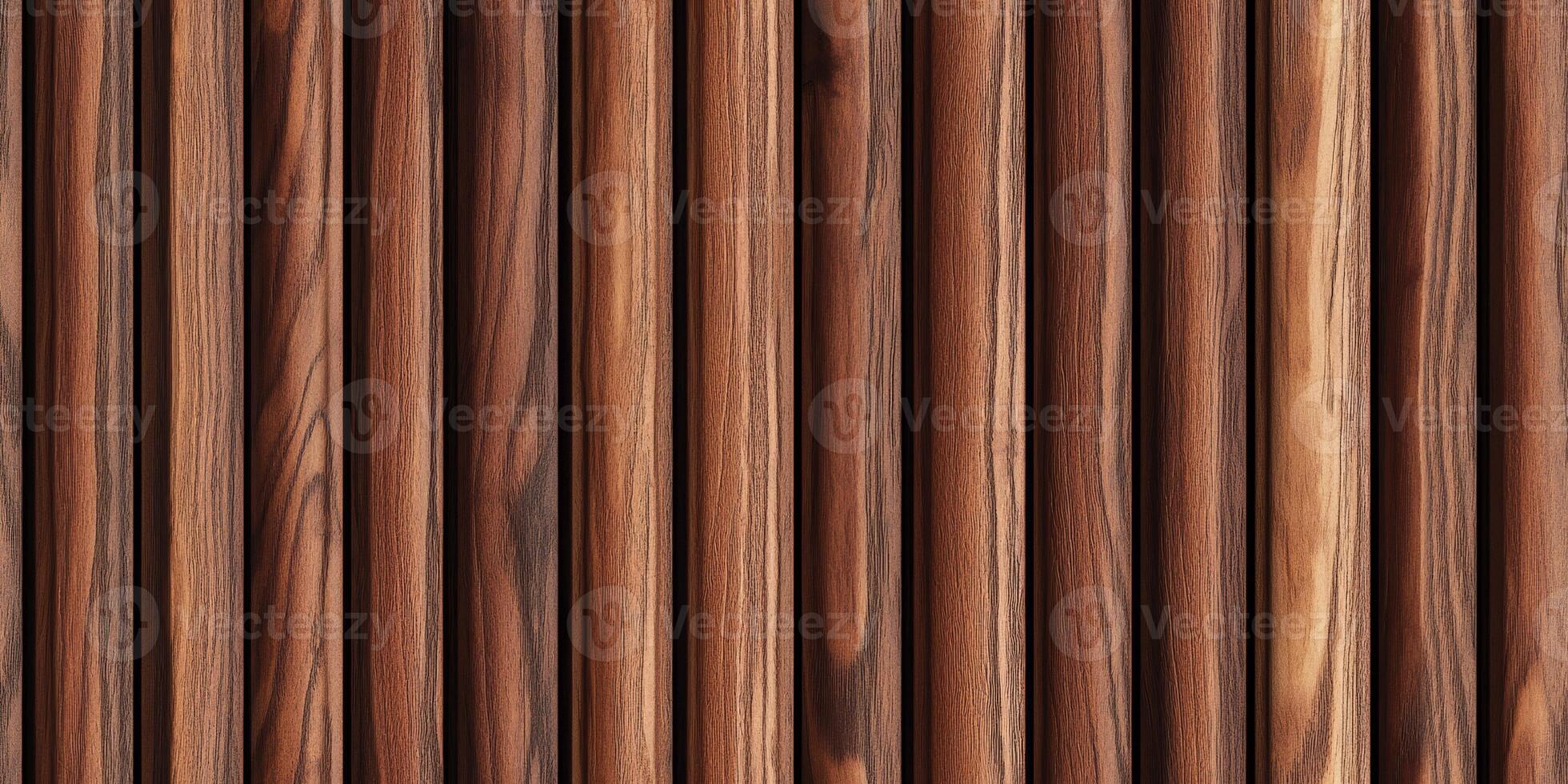 This seamless pattern of elegantly crafted brown fluted wood panels is ideal for both acoustic use and creating beautiful backgrounds in design projects, effortlessly enhancing their appeal photo