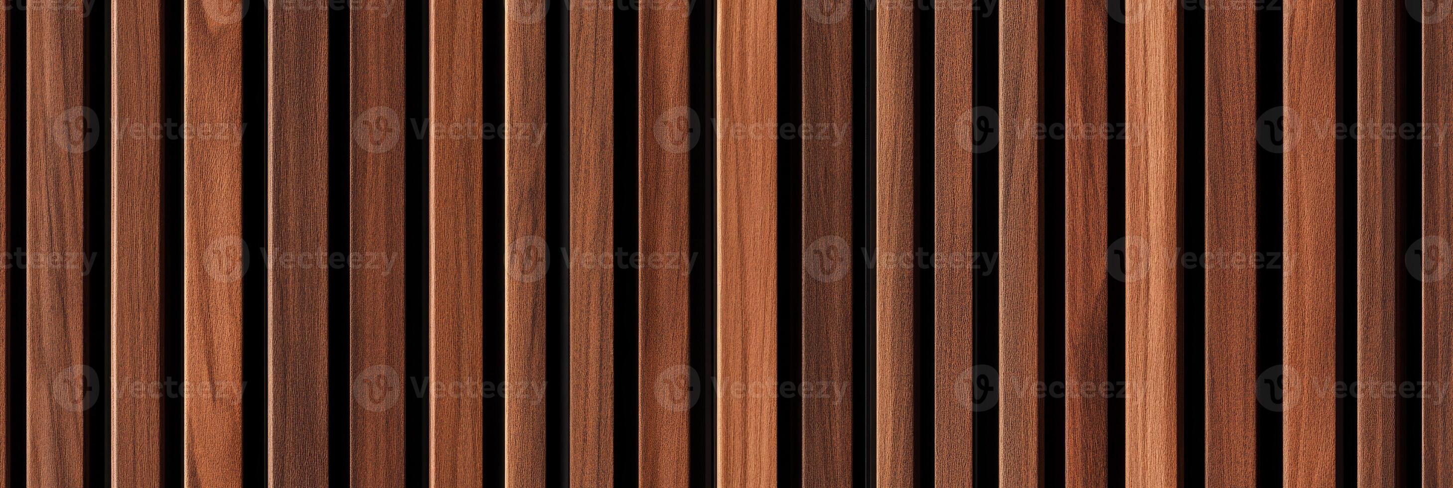 This seamless pattern showcases brown wooden acoustic panels with uniquely textured fluted surfaces, ideal for enhancing interior design and achieving effective soundproofing in various spaces photo