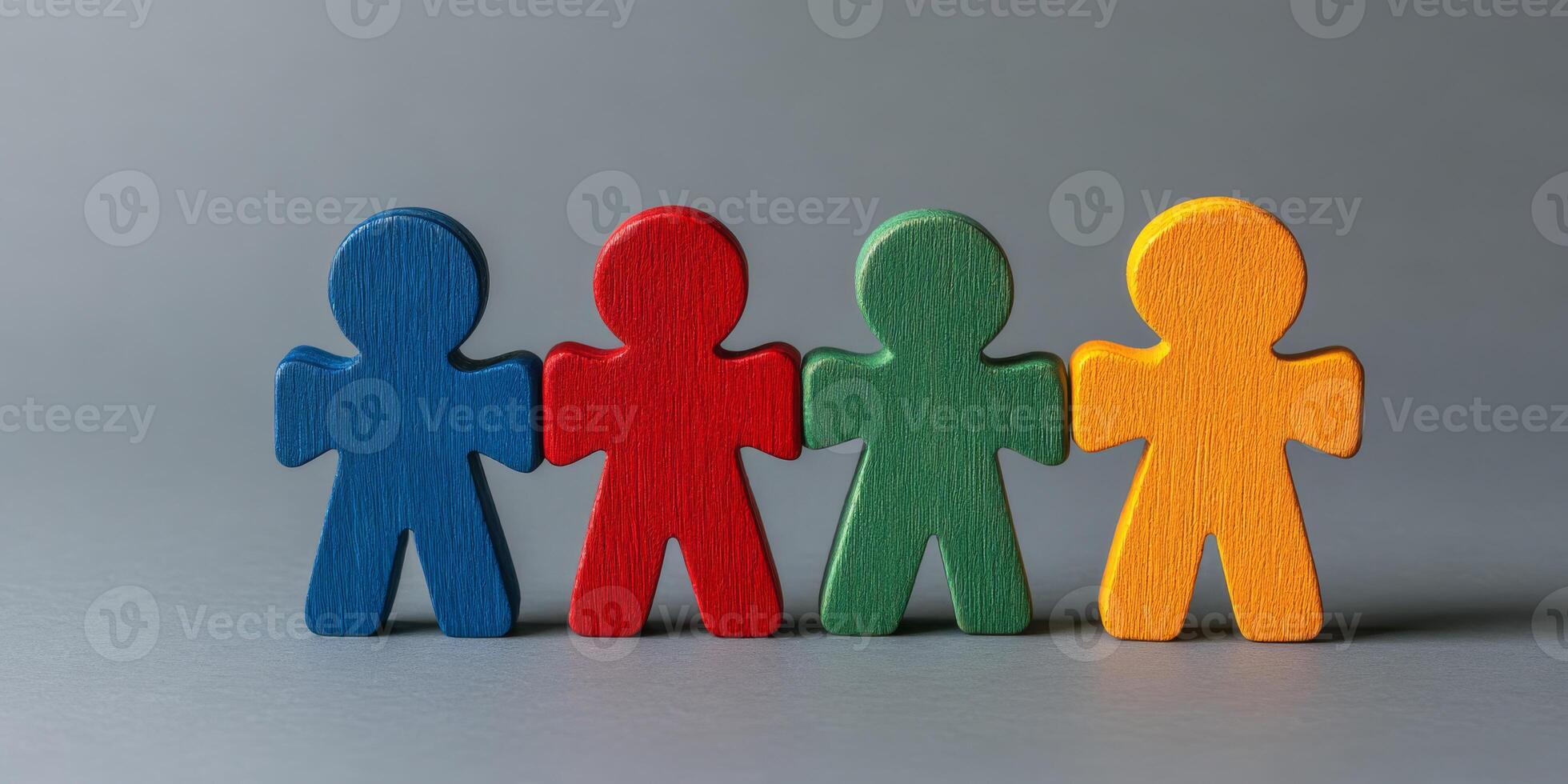 A vibrant collection of colorful figures symbolizing diversity, teamwork, and community spirit. This artwork showcases the importance of inclusion and collaboration, celebrating our shared humanity photo
