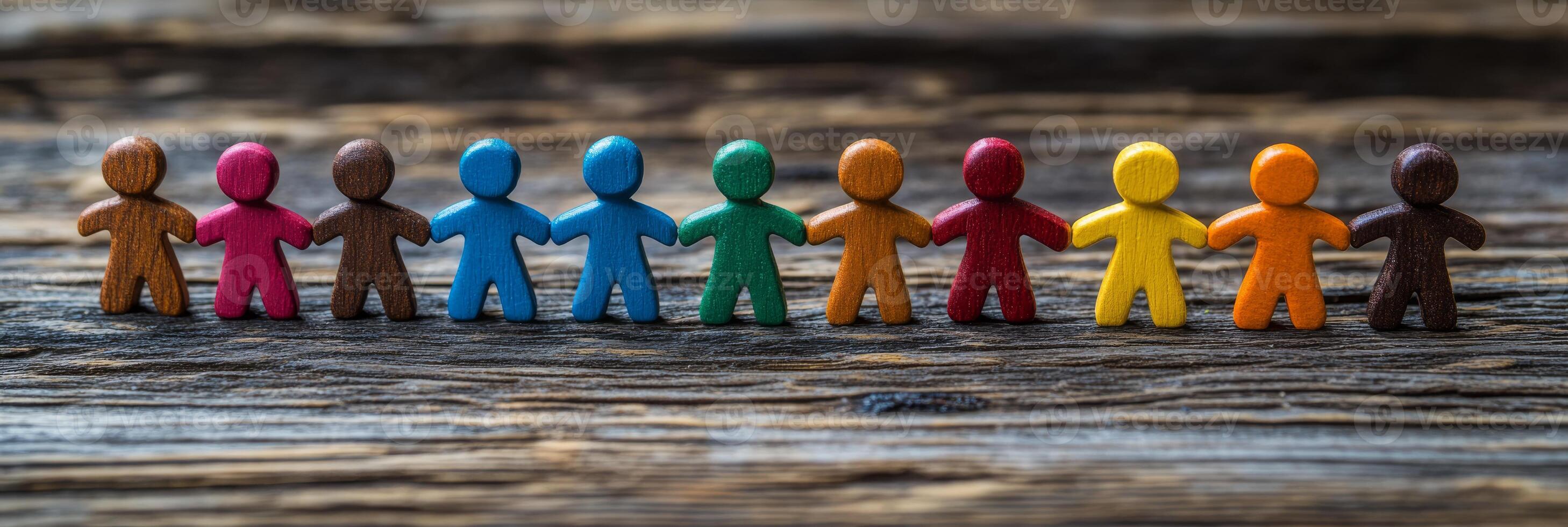 Colorful figures represent and symbolize the ideals of unity, teamwork, and inclusion, strongly emphasizing the importance of cooperation and friendship within a diverse and vibrant community photo