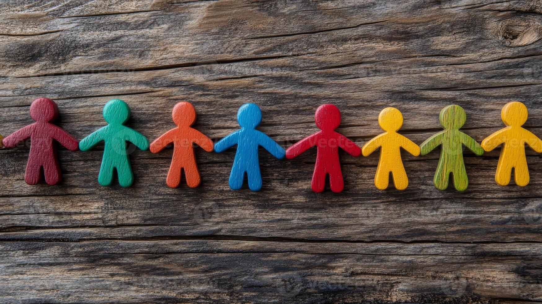 Colorful figures symbolize teamwork, inclusion, and community, highlighting the significance of collaboration and friendship among diverse individuals, fostering meaningful connections and belonging photo