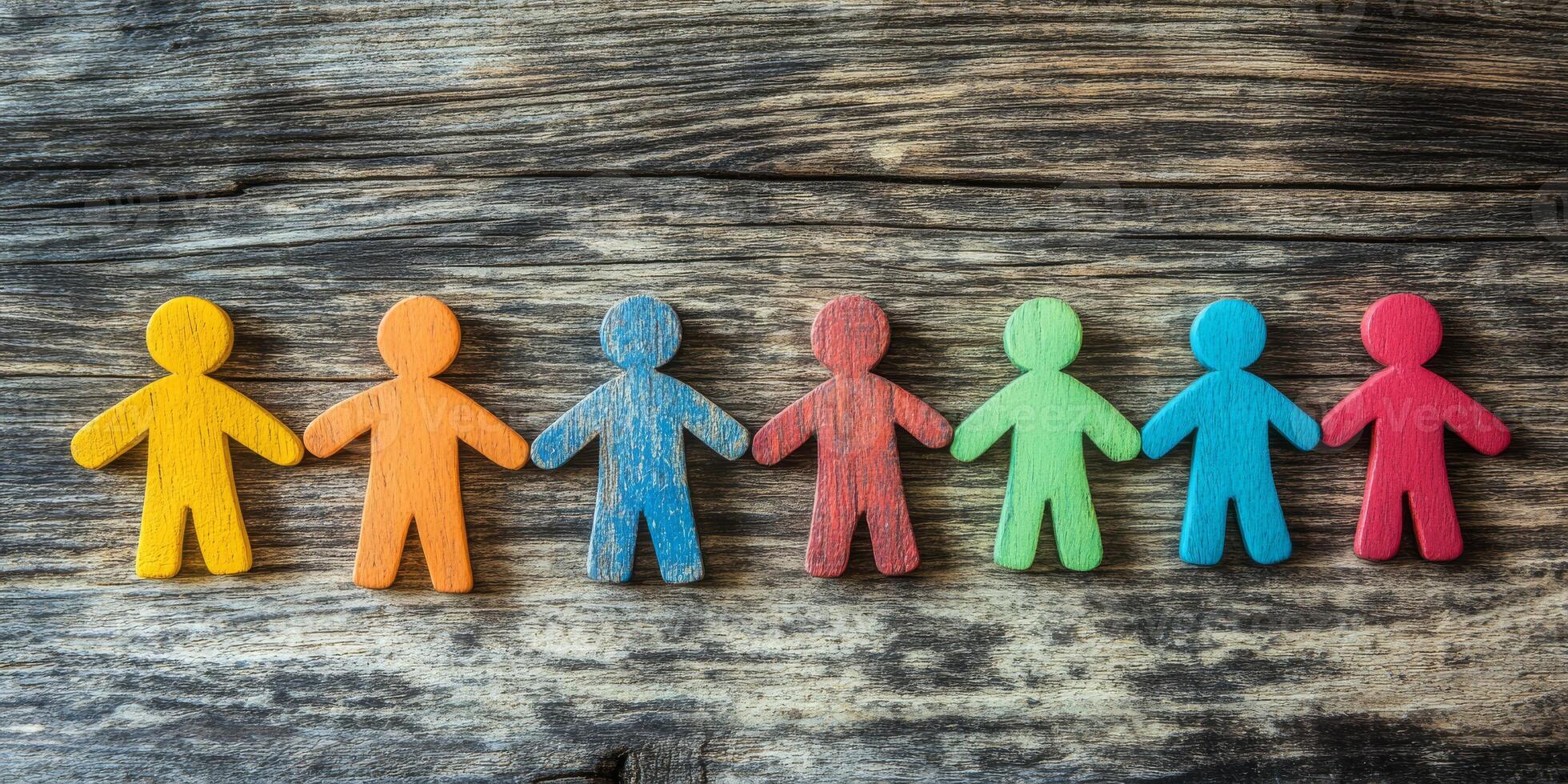 This vibrant image symbolizes connection and inclusion, showcasing diverse figures that represent essential values like teamwork, friendship, and solidarity among various communities and cultures photo