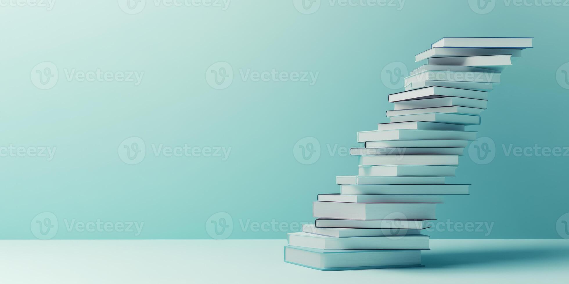 This modern abstract representation of a stack of books symbolizes the importance of continual learning and progression, featuring a smooth, glowing aesthetic that is visually appealing and engaging photo
