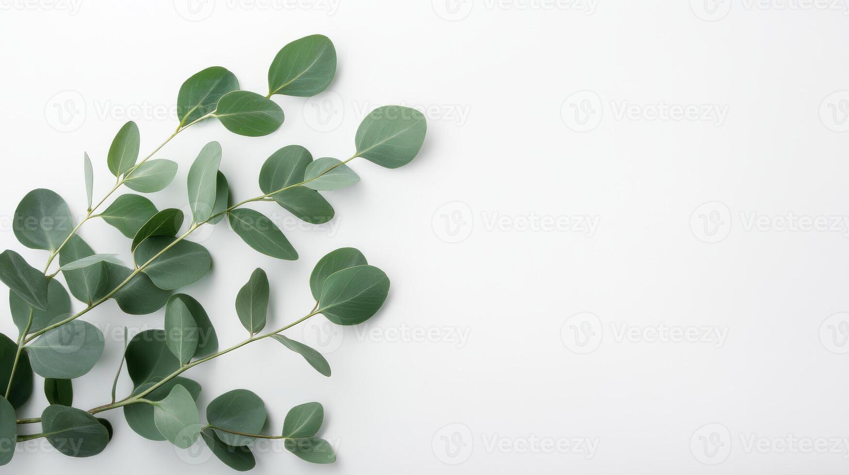 A vibrant, fresh eucalyptus branch displayed against a clear background, making it an excellent choice for cosmetic product mockups, promotional materials, or beautiful congratulatory card designs photo
