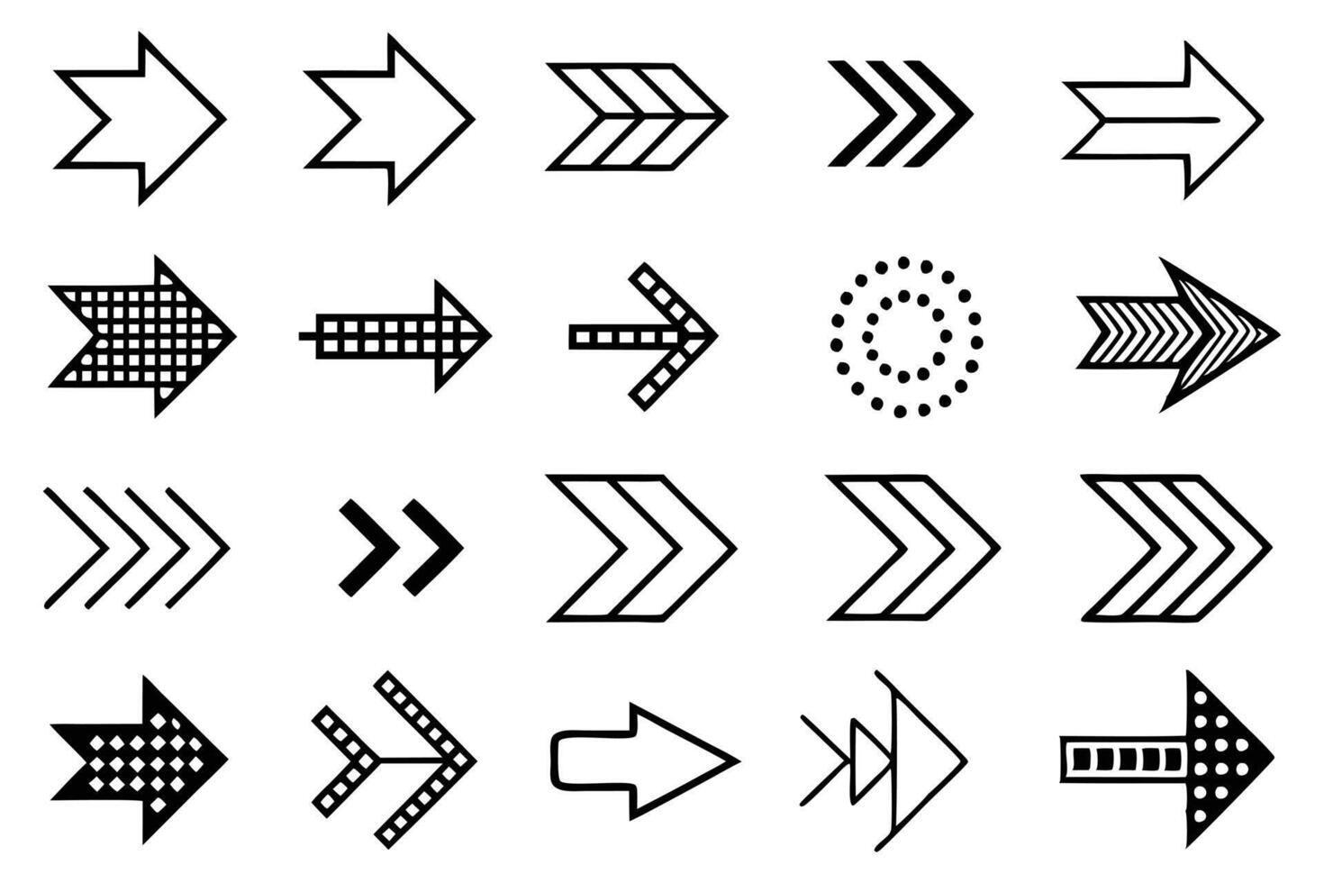 Minimalist Arrow Icon Set with Geometric and Abstract Designs Perfect for Web and Graphic Projects vector