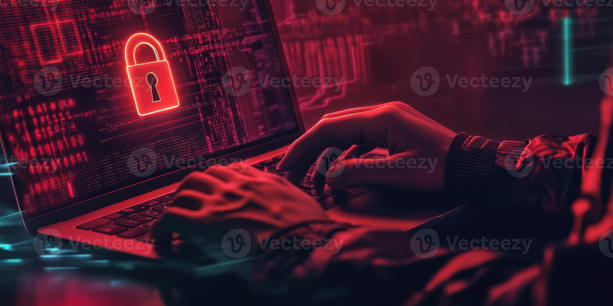 A cyber security professional safeguards sensitive data by utilizing cloud technologies and ensuring strong network security, managing potential threats remotely with advanced tools and strategies photo