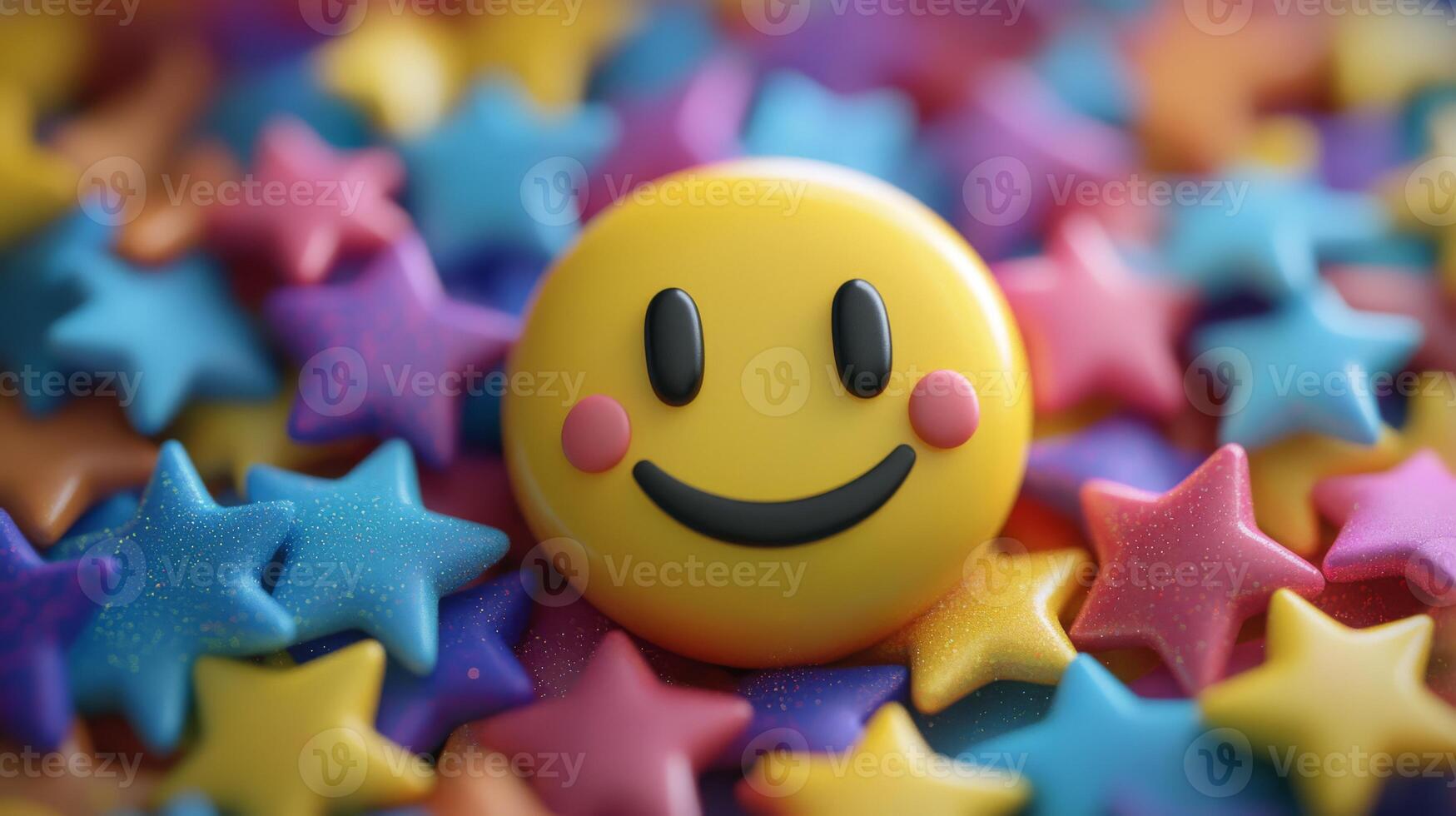 A vibrant smiley face with energetic stars symbolizes positivity, reflecting high customer satisfaction and exceptional feedback that drive success in business endeavors, engagement, and growth photo