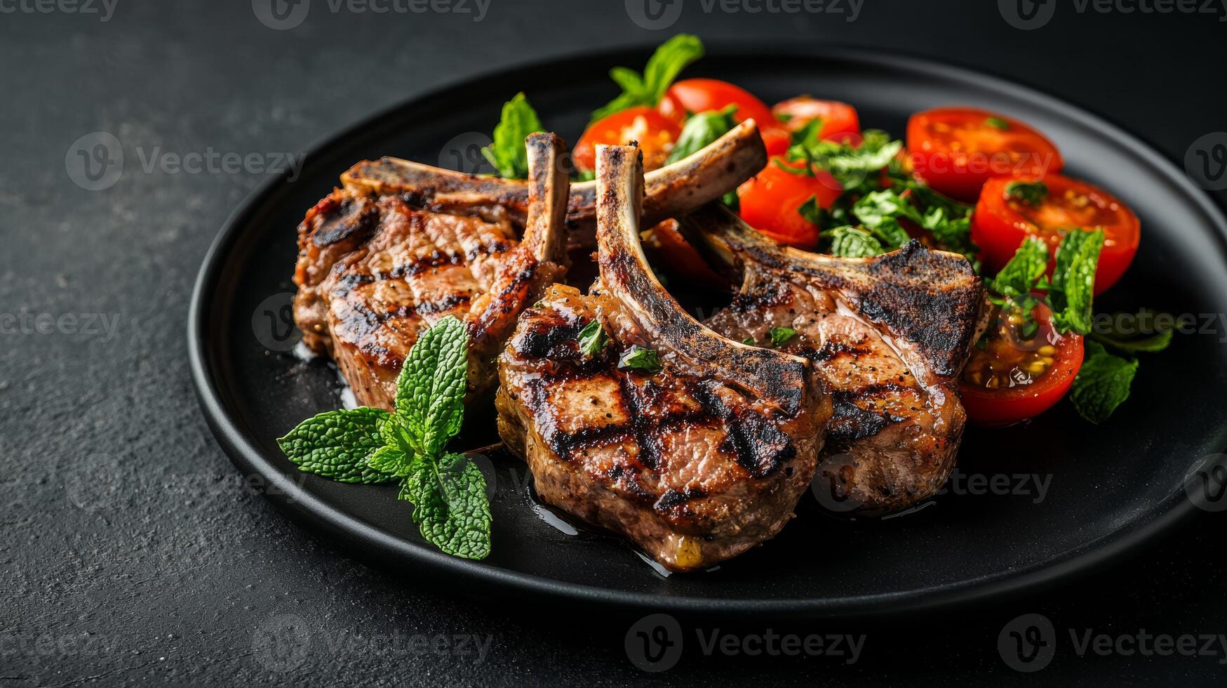 Savor succulent lamb chops paired with a refreshing summer salad featuring fresh mint. This dish is perfect for those on a ketogenic diet, offering flavor without compromising dietary goals photo