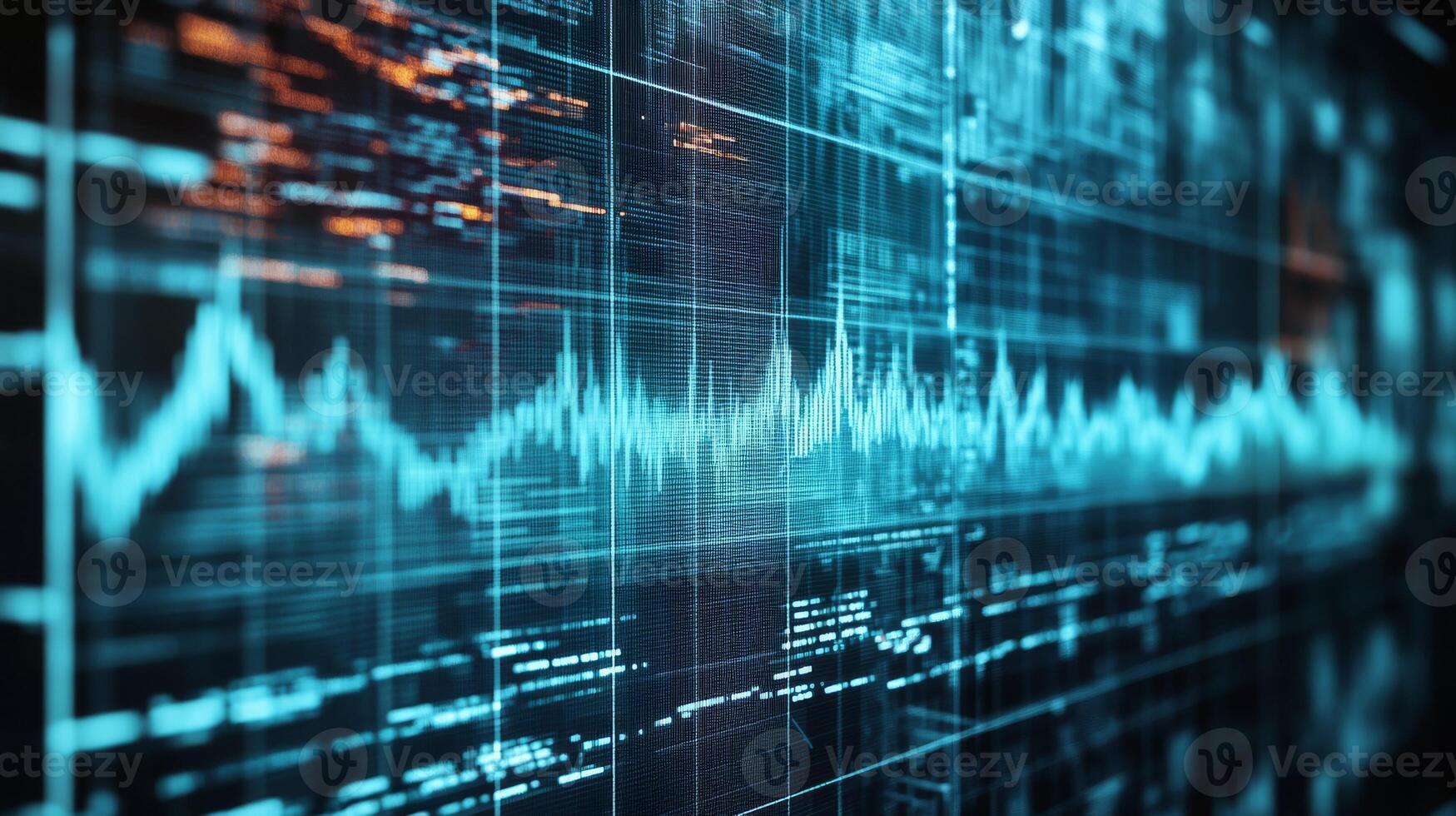A digital seismograph visualization that displays realtime earthquake data on a computer screen, effectively highlighting various wave patterns and seismic activity for thorough analysis and study photo