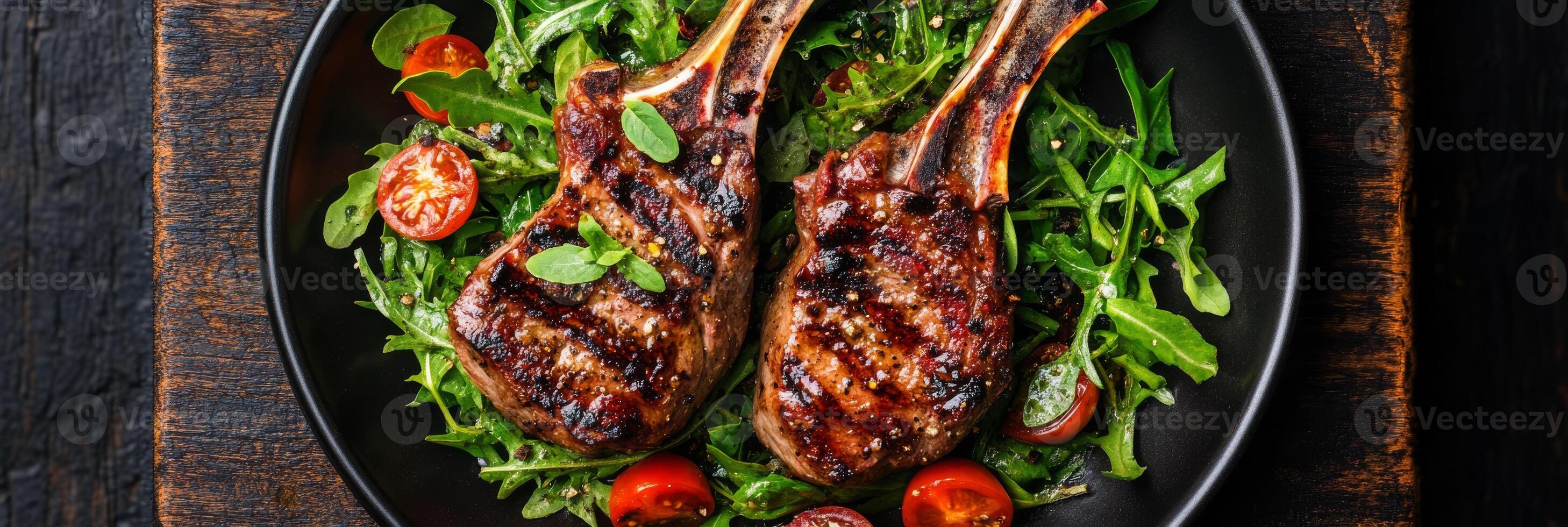 Enjoy tender lamb chops with zesty mint and a fresh summer salad. This ketofriendly meal impresses with its gourmet presentation and extraordinary taste, leaving guests wanting more photo