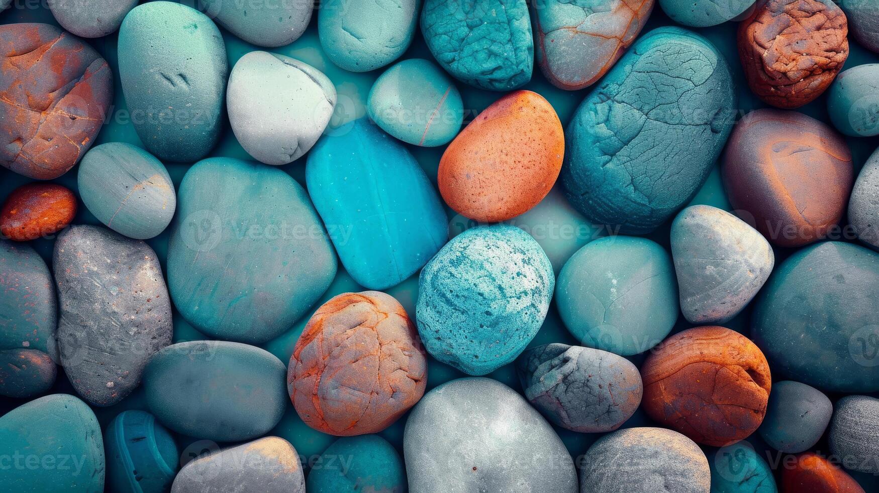 A vibrant collection of smooth, multicolored pebbles creating a visually engaging textured background. photo