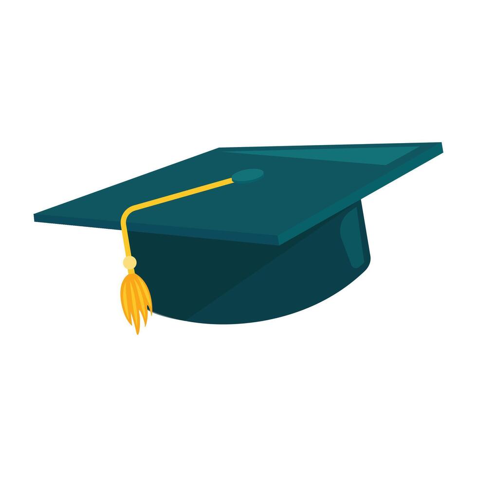 Flat illustration of student graduation hat isolated on white background vector