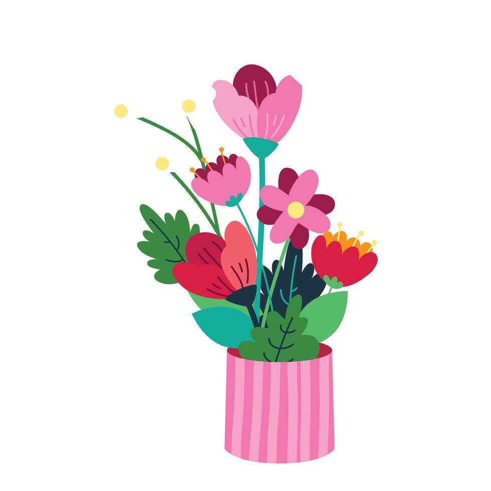 Flowers bouquets collection in flat style on white vector