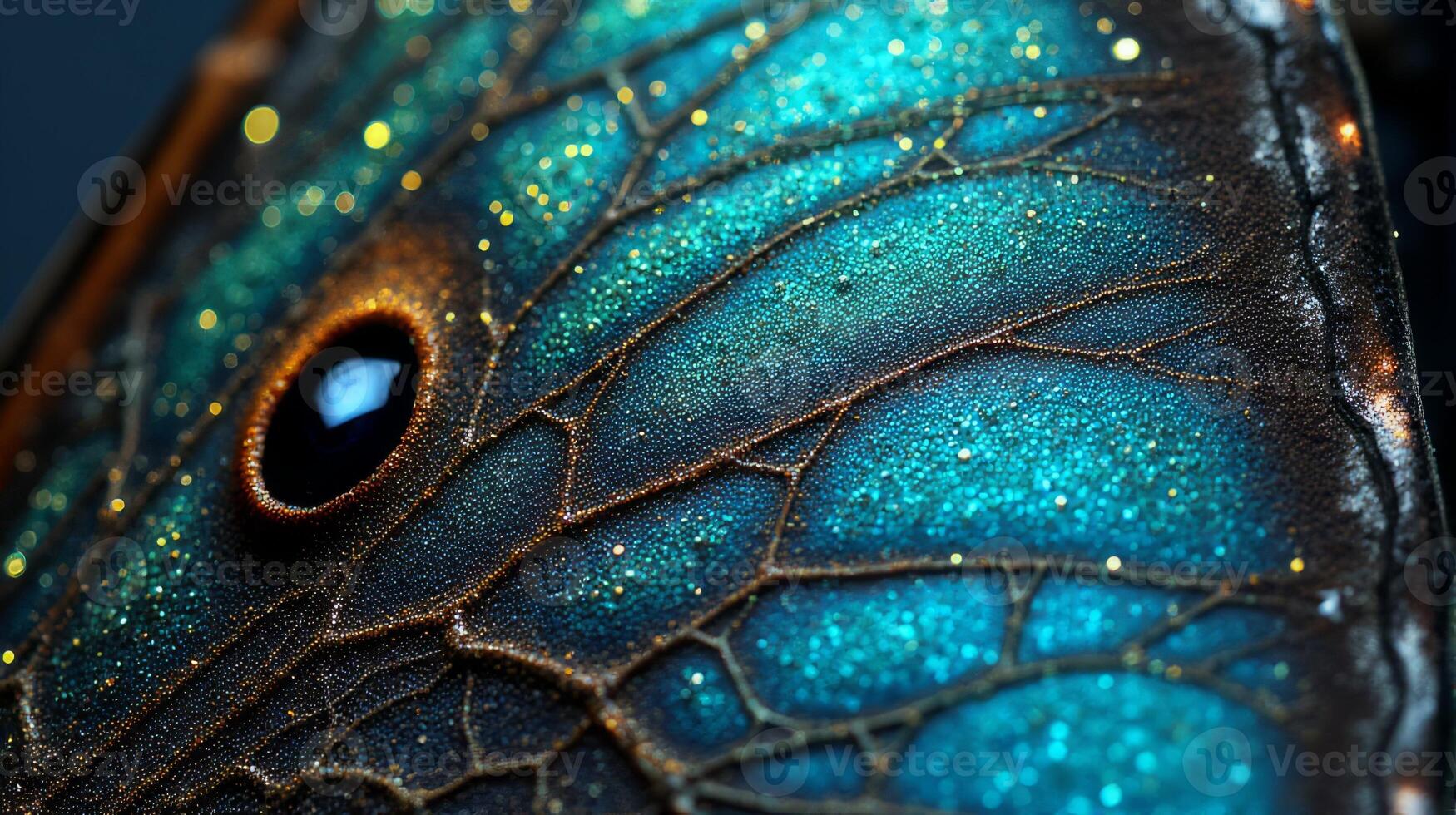 Close Up View of a Beautiful Butterfly Wing With Iridescent Colors and Delicate Textures photo