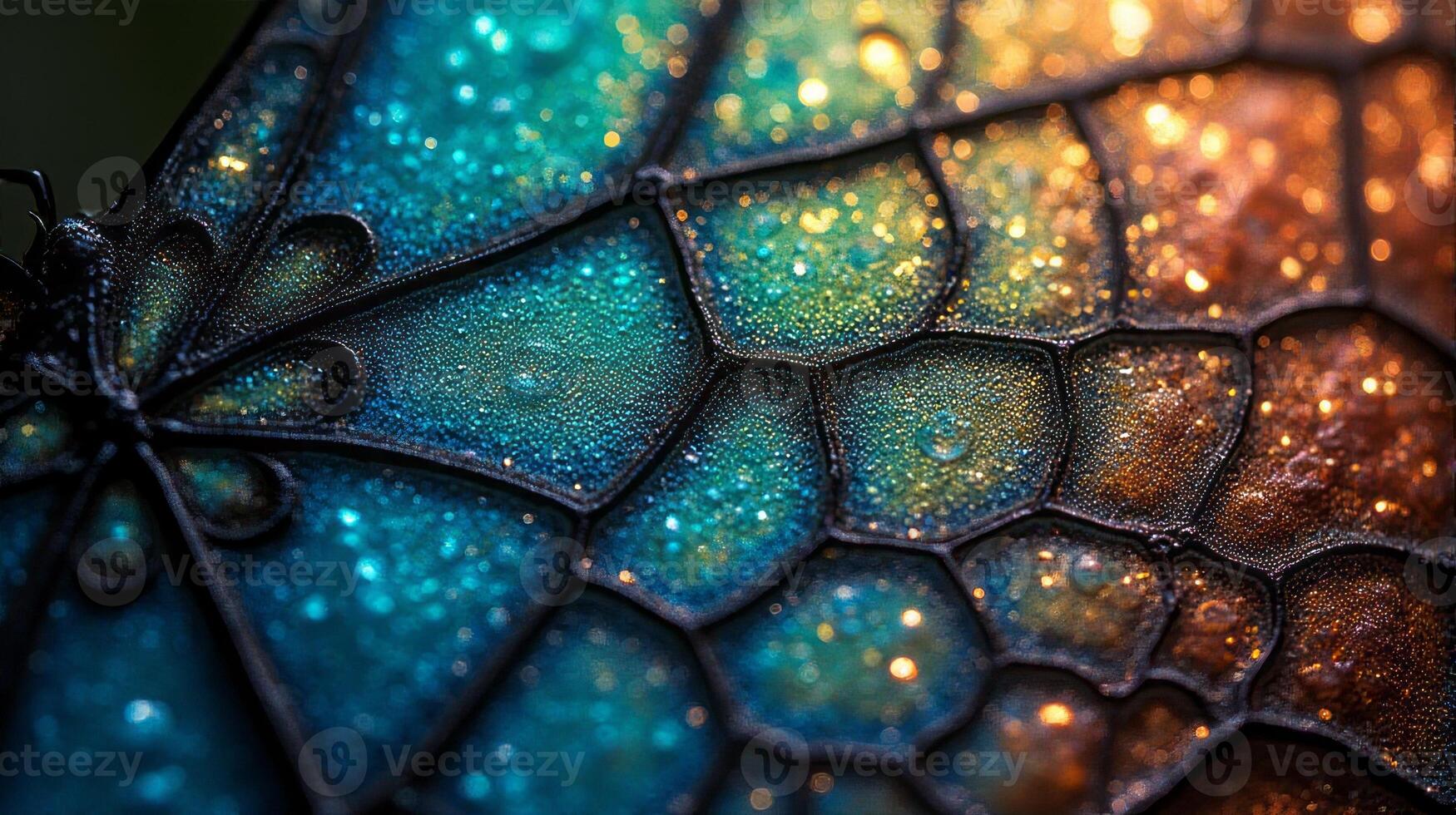 Close Up View of a Beautiful Butterfly Wing With Iridescent Colors and Delicate Textures photo