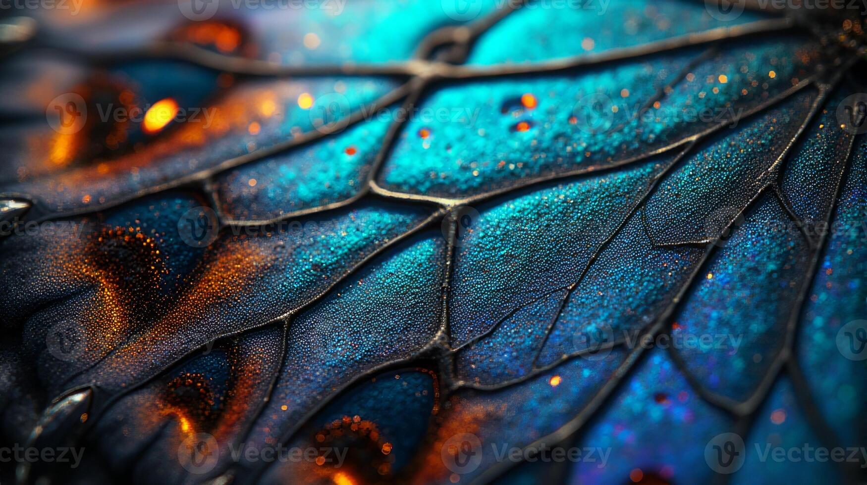 Close Up View of a Beautiful Butterfly Wing With Iridescent Colors and Delicate Textures photo