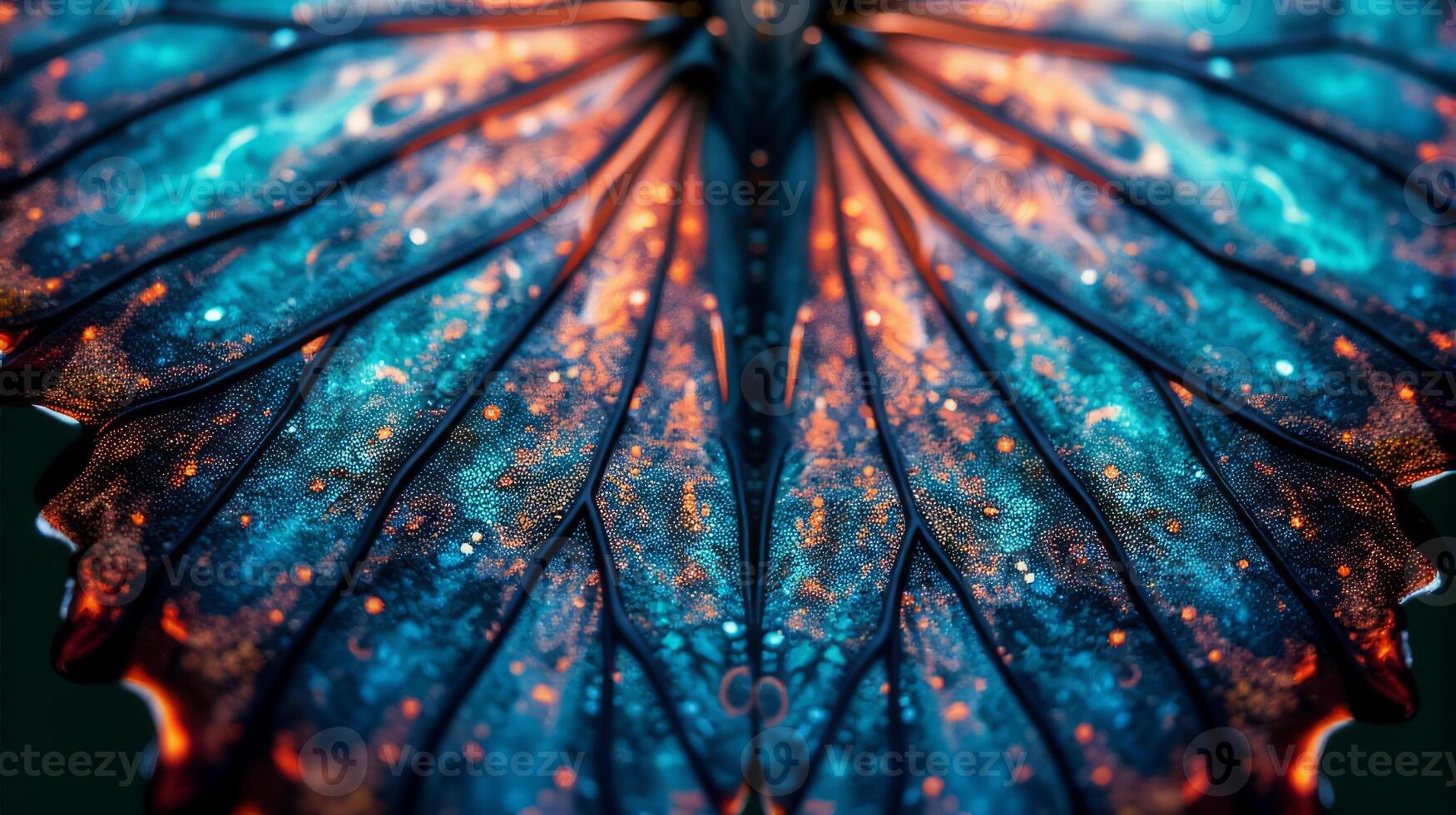 Close Up View of a Beautiful Butterfly Wing With Iridescent Colors and Delicate Textures photo