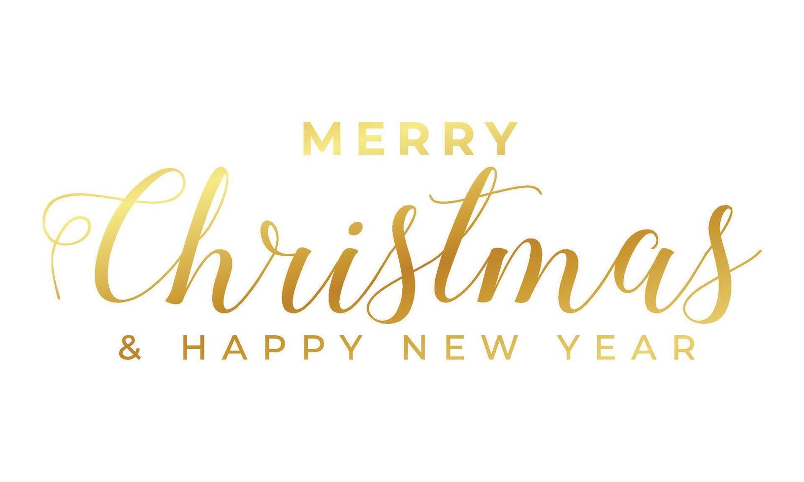 Merry Christmas and Happy New Year hand lettering calligraphy vector