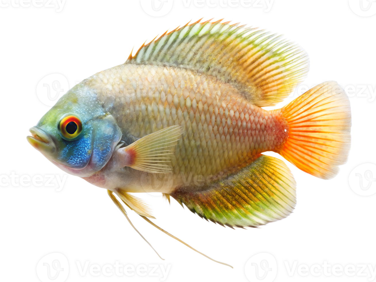 Dwarf Gourami fish swiming isolated on a transparent background png