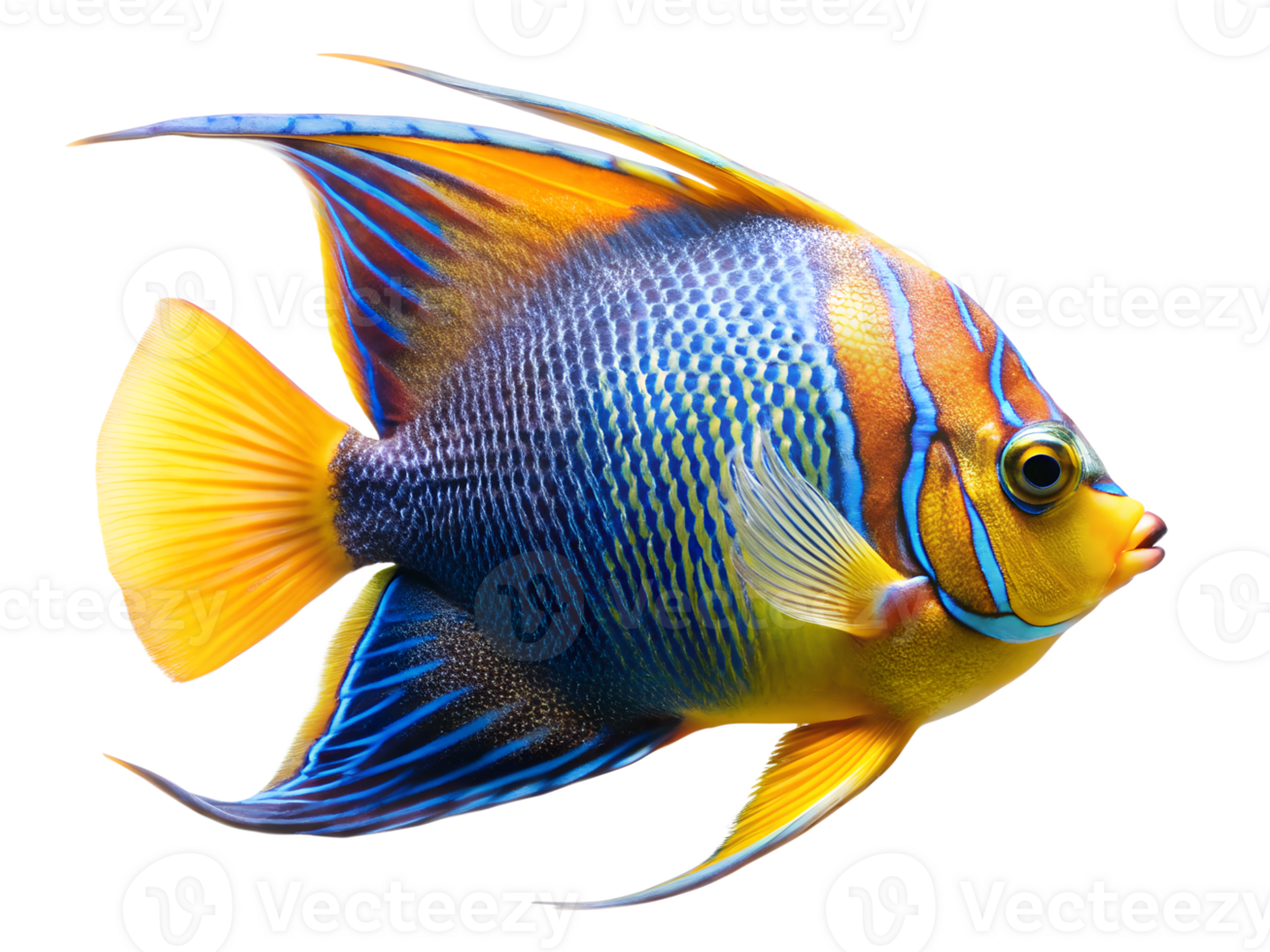 Angelfish fish swiming isolated on a transparent background png
