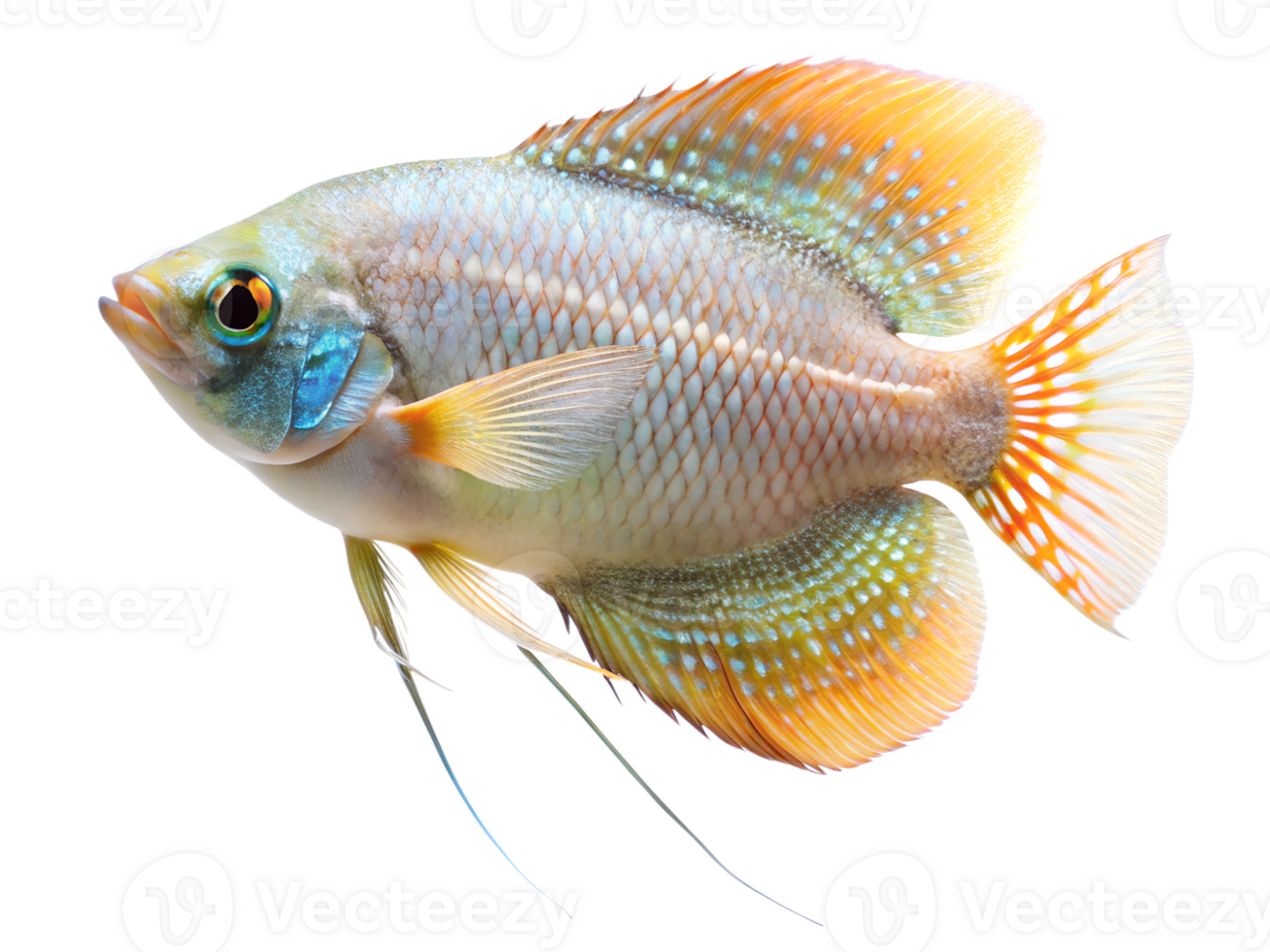 Pearl Gourami swimming, isolated on a transparent background png