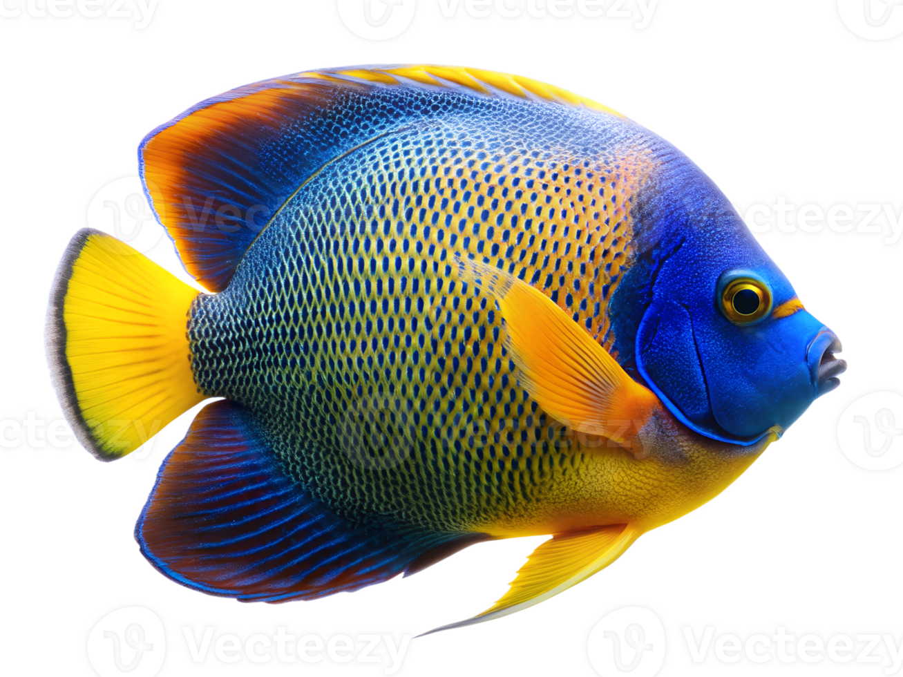 Blueface Angelfish swimming, isolated on a transparent background png