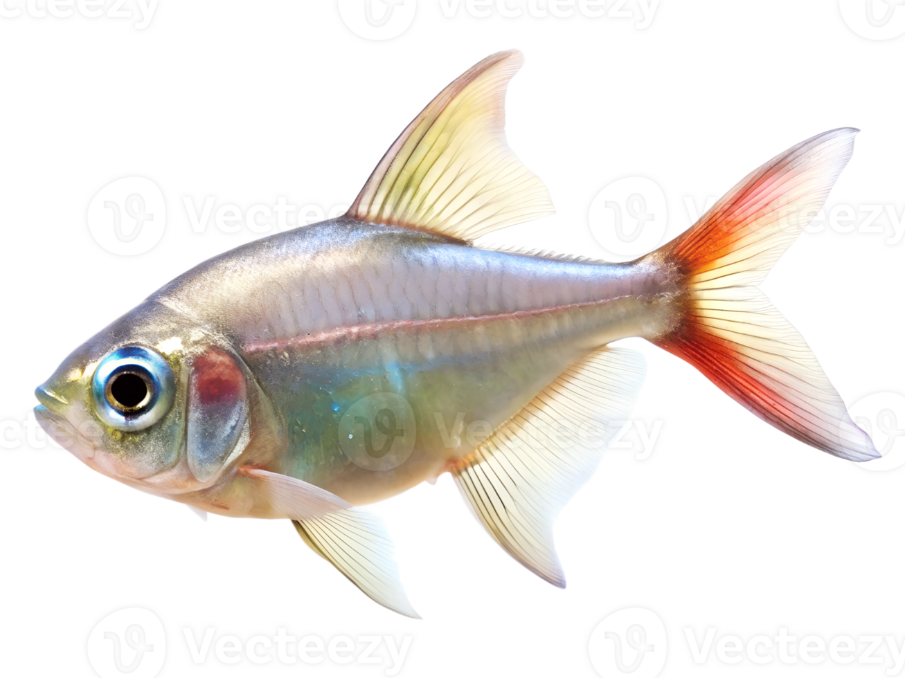 Diamond Tetra fish swiming isolated on a transparent background png