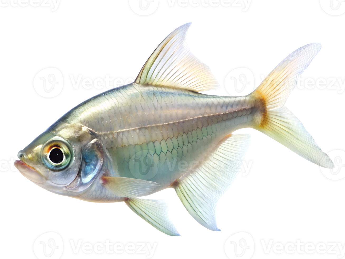 Indian Glassy Fish swiming isolated on a transparent background png
