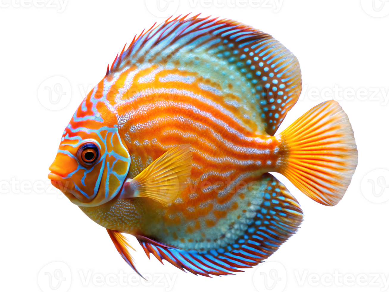 Discus fish swiming isolated on a transparent background png