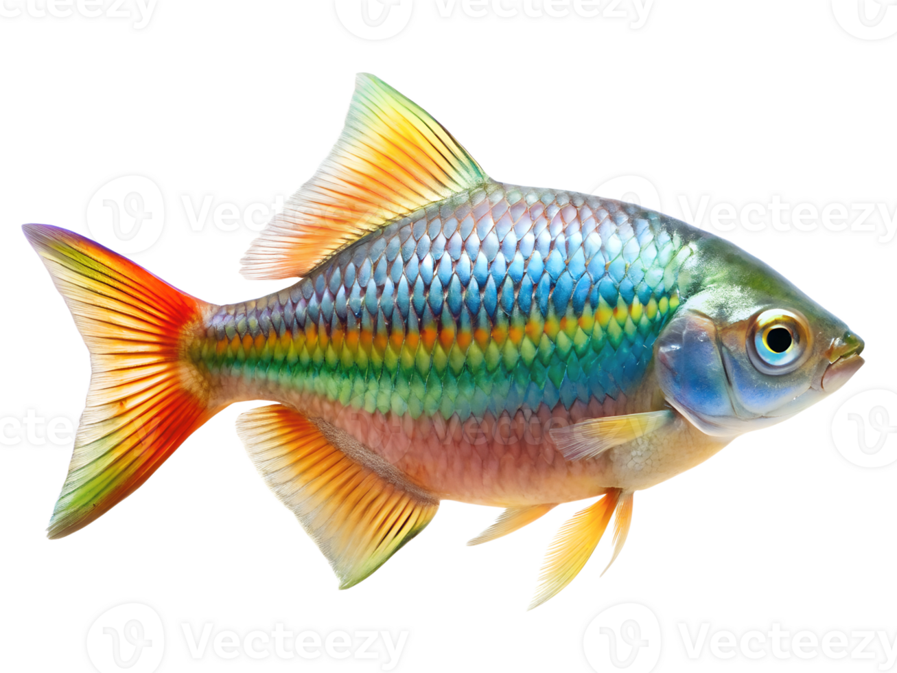 Rainbowfish swiming isolated on a transparent background png