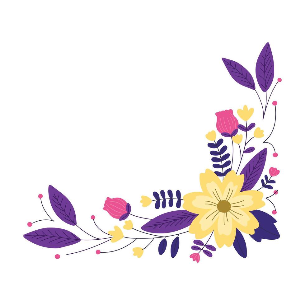 Hand drawn colorful floral branch illustration on the white vector