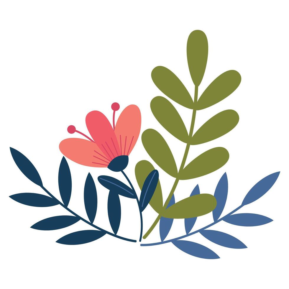 Hand drawn spring flower design on white background vector